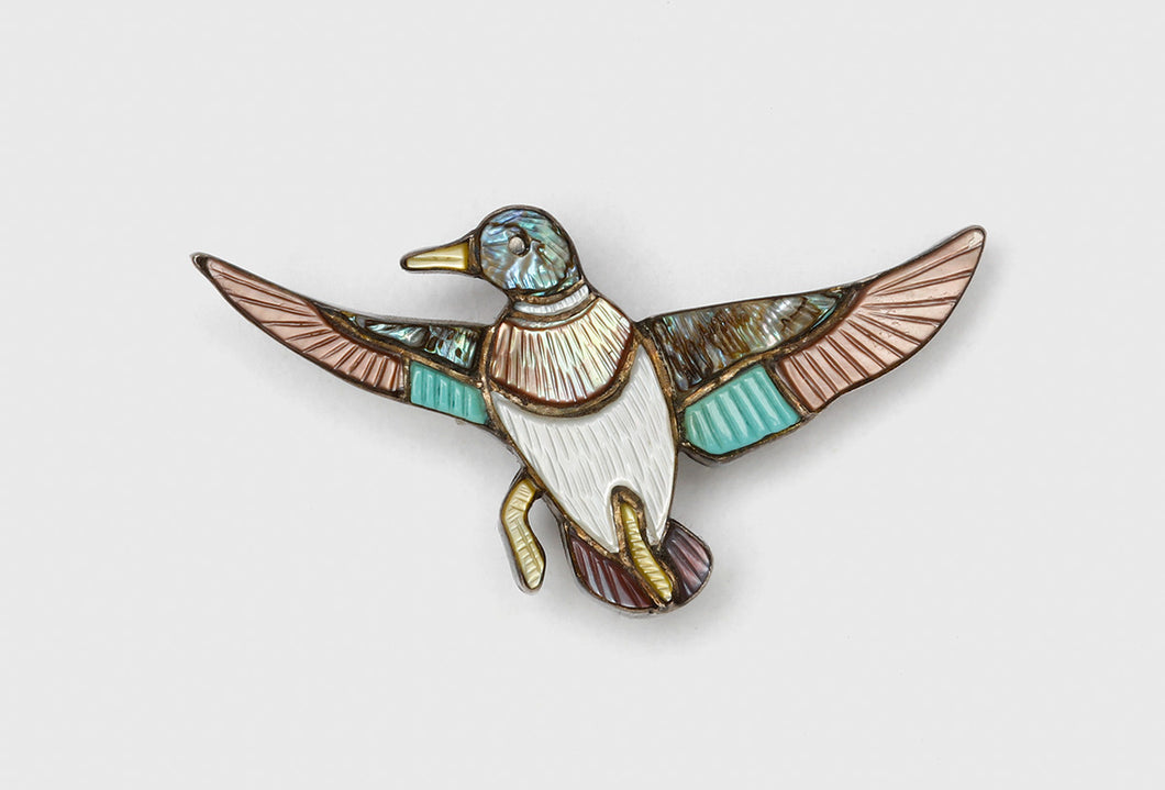 Small Mallard Duck Pin by Merlin Natewa, Zuni