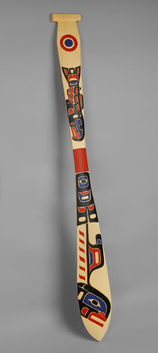 Paddle depicting Killer Whale and Salmon by Tim Alfred, Kwakwaka'wakw First Nation