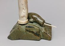 Antler Carving on Base with Narwhale, c. 1990 by Salomonie Joe Pootoogook (b. 1954)