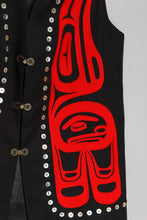 Handmade Vest Depicting Raven by Dorothy Grant, Haida