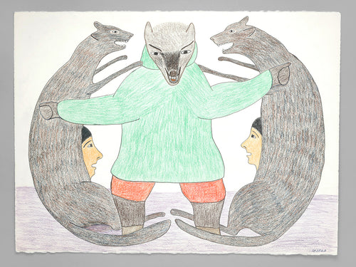 Wolf Spirit Transforming Dogs and People by Victoria Mamnguqsualuk, Inuit