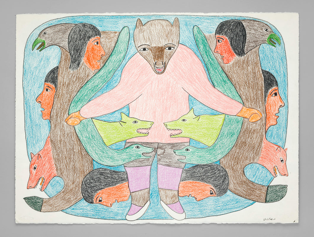 Wolf Spirit Transforming Animals and People by Victoria Mamnguqsualuk, Inuit