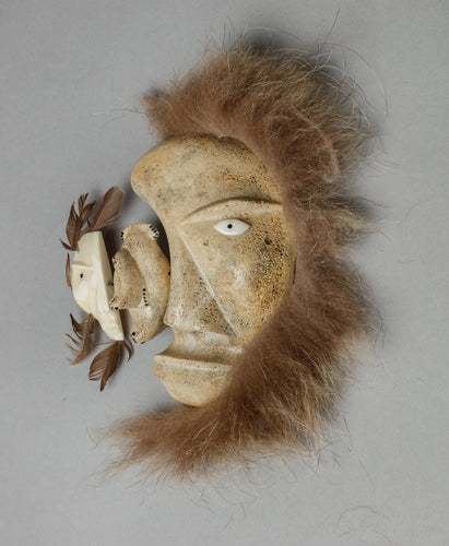 Spirit Mask With Shaman And Walrus by Adolph Shagloak, Point Hope, Alaska