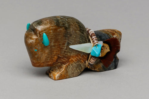 Buffalo Fetish with Medicine Bundle by Edwin Begay, Navajo