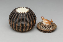 Vintage Baleen Basket with Seal Finial, c. 1980, Inupiaq
