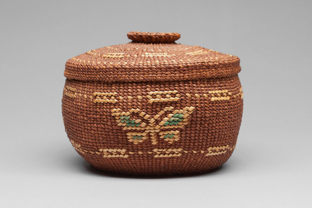 Tsimshian Lidded Basket with Butterfly, c. 1940
