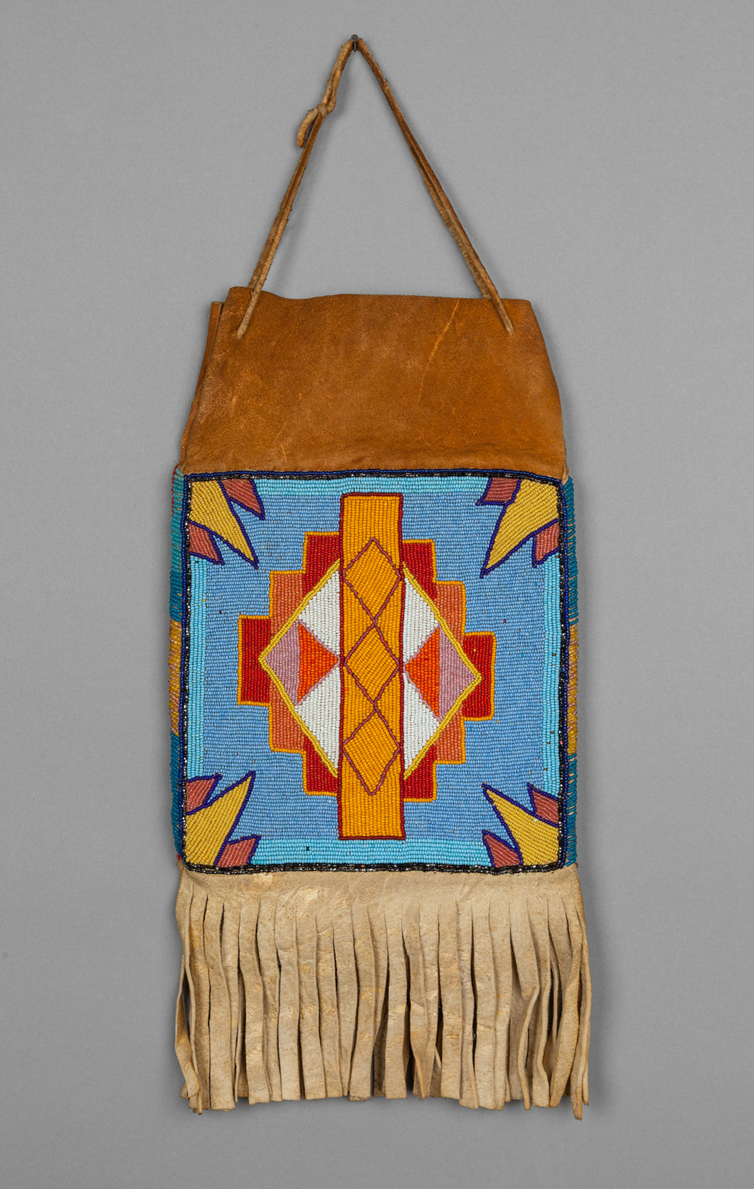 Two Sided Plateau Beaded Bag with Geometric Designs, c. 1950