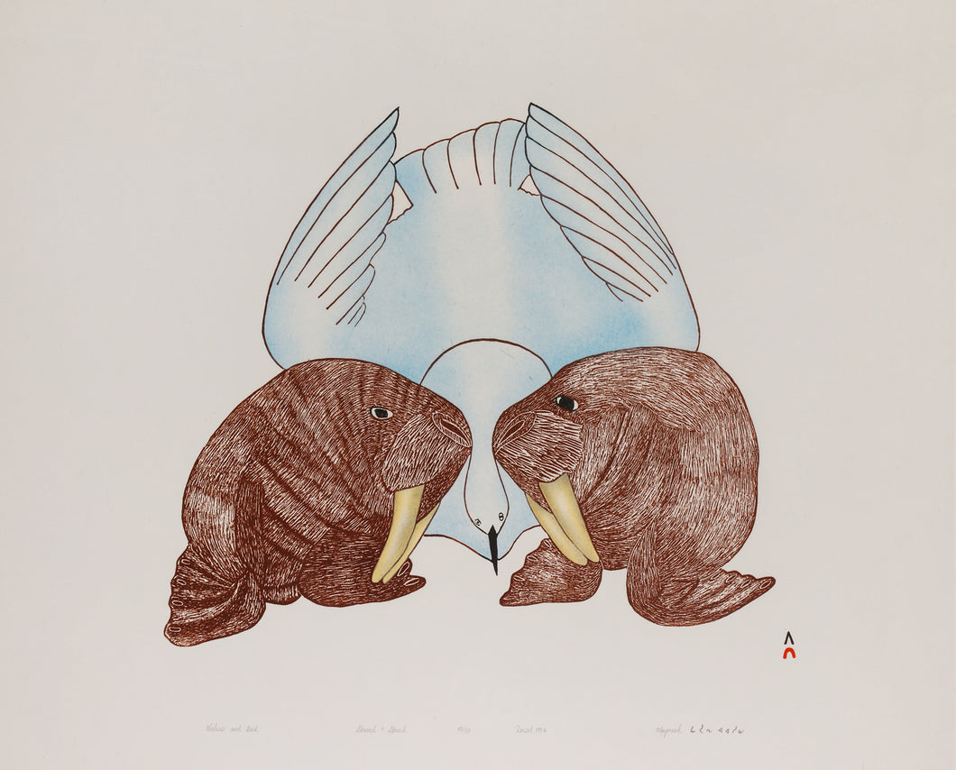 Walrus and Bird, 1994 by Mayoreak Ashoona, Inuit
