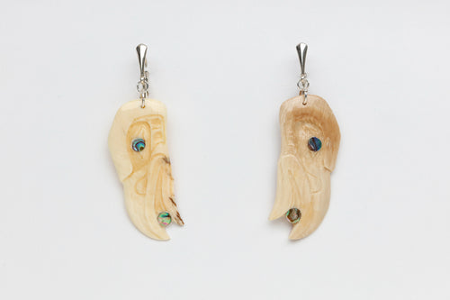 Earrings depicting Raven with Moon by Patty Fawn