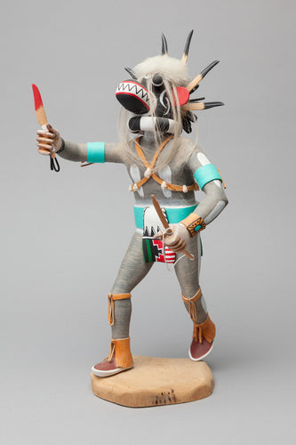 Natsaka (Black Ogre) Kachina, 1988 by Gary Hayah, Hopi Pueblo