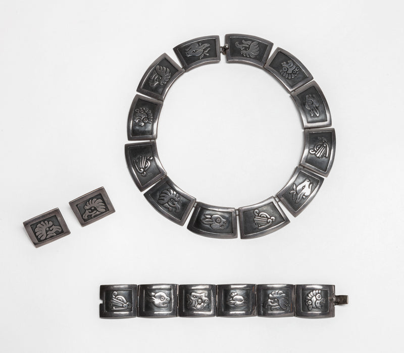 アクセサリー VINTAGE MEXICAN JEWELRY Rare Taxco MEXICO Sterling Silver Choker Necklace and