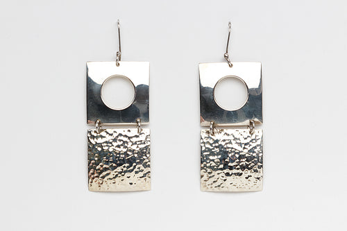 Contemporary Silver Earrings, Mexican