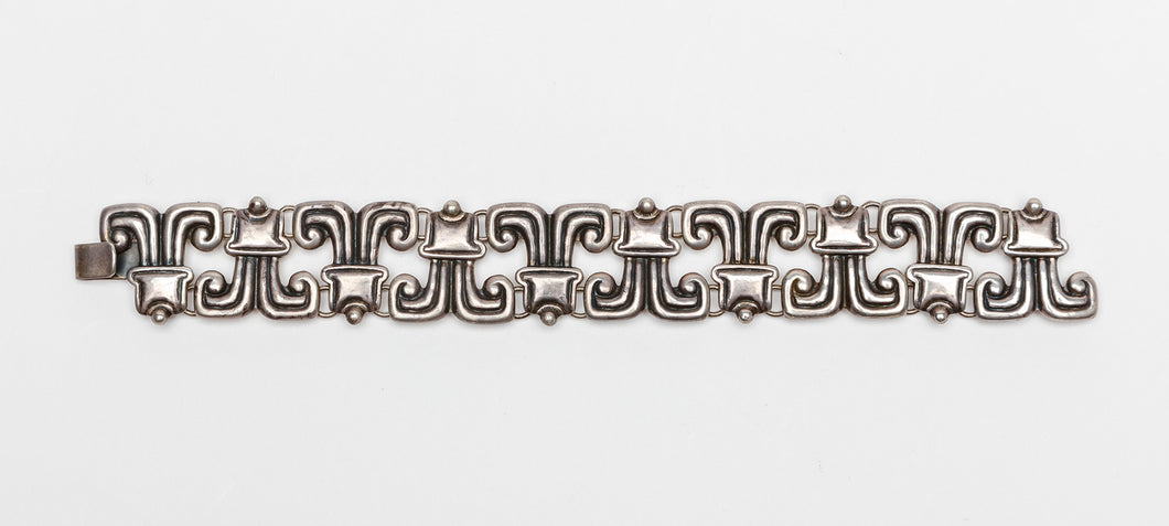 Vintage Silver Link Bracelet c. 1945 by Los Castillo, Mexico
