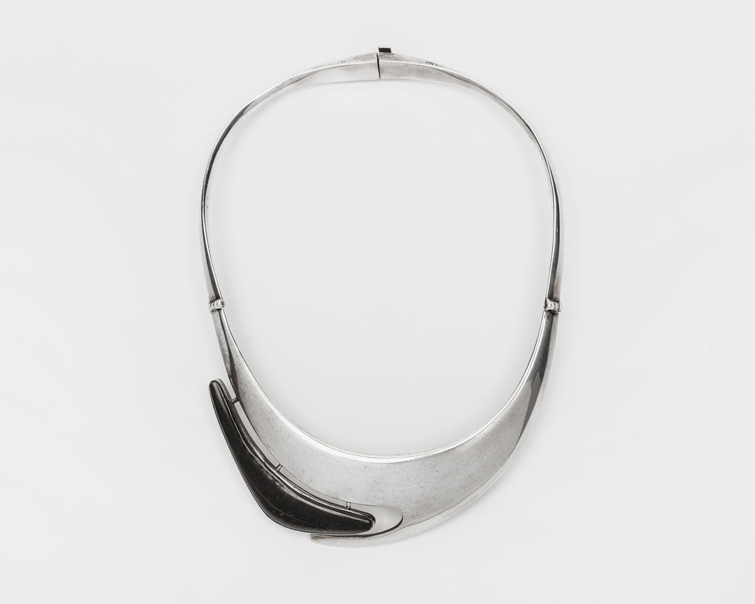 Modernist Silver and Onyx Necklace c. 1960 by Sigi Piñeda, Mexico