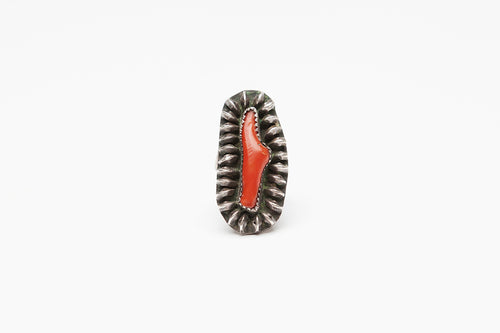 Vintage Mediterranean Coral Ring, c. 1960, Navajo Nation