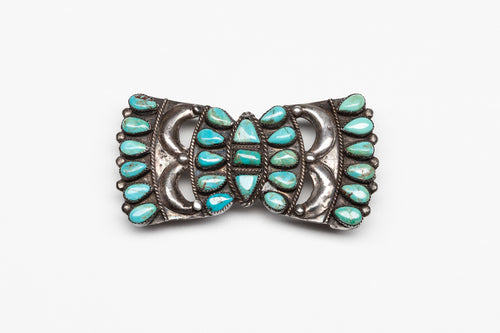 Vintage Turquoise Cluster Belt Buckle, c. 1950, Navajo